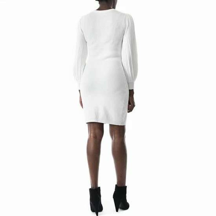 Womens * | Women'S Nina Leonard Bubble-Pleat Sweater Dress