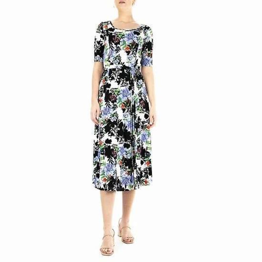 Womens * | Women'S Nina Leonard Syliva Print Midi Dress