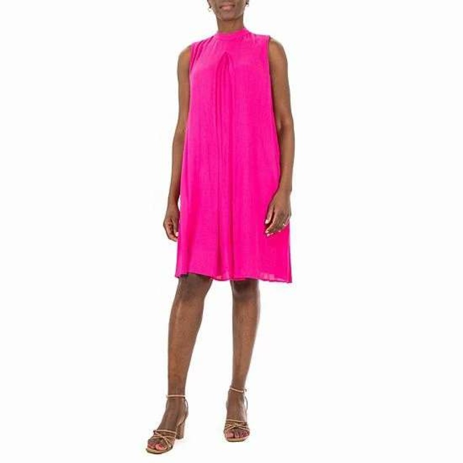 Womens * | Women'S Nina Leonard Pleated Shift Dress Dragon Fruit