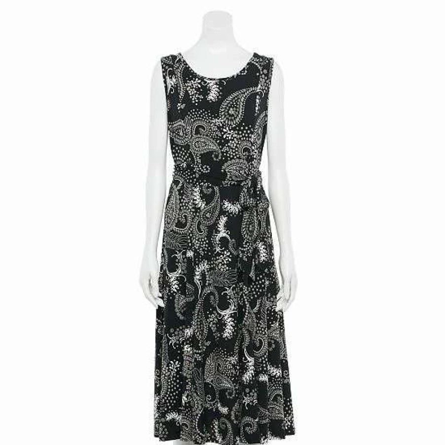 Womens * | Women'S Nina Leonard Print Midi Dress Black Paisley