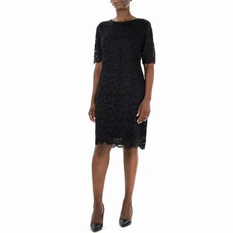 Womens * | Women'S Nina Leonard Floral Lace Sheath Dress