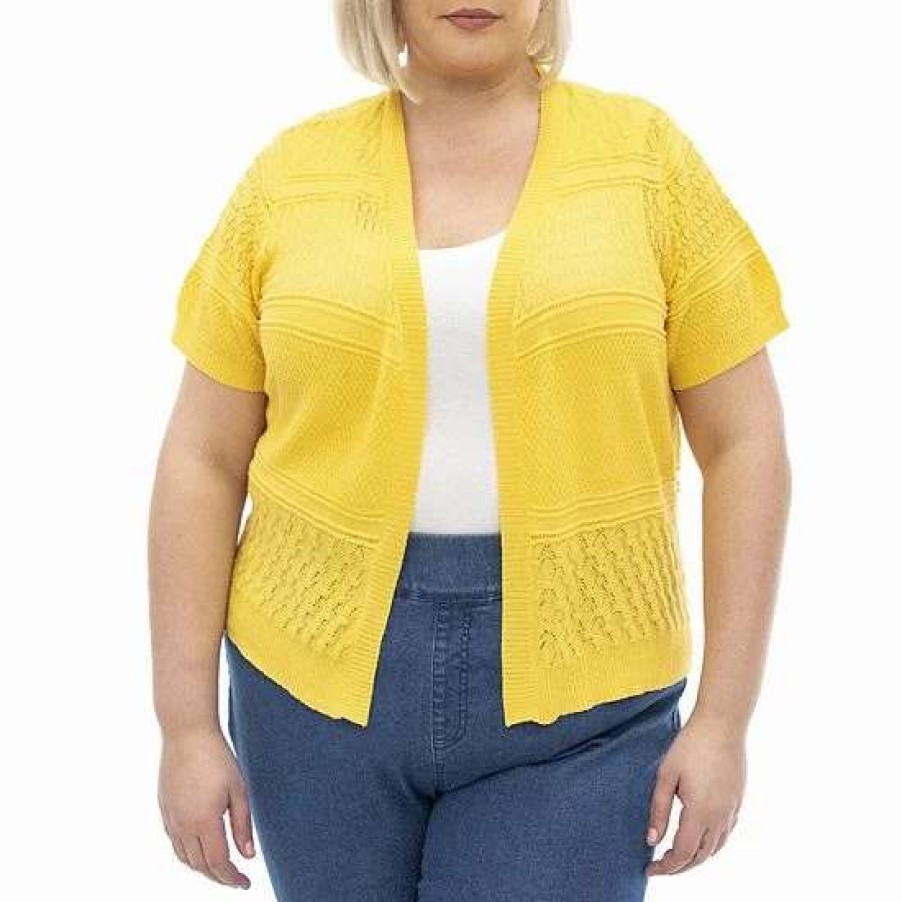 Womens * | Plus Size Nina Leonard Short Sleeve Crochet Bolero