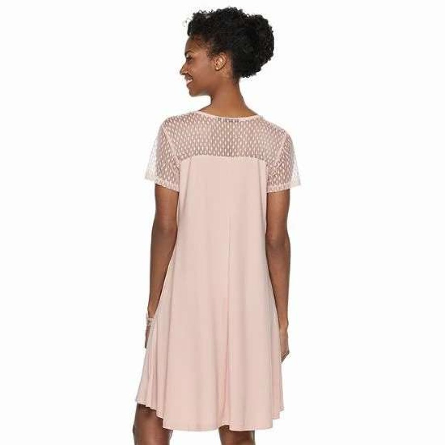 Womens * | Women'S Nina Leonard Sheer Dot Mesh Swing Dress