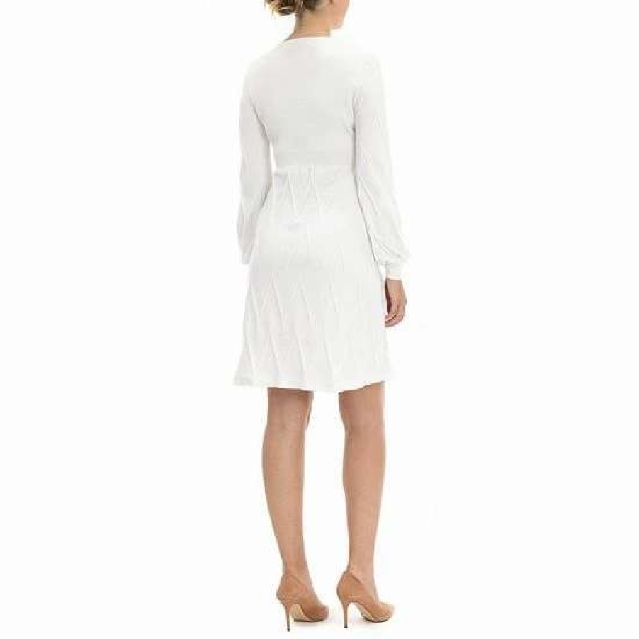 Womens * | Women'S Nina Leonard Textured Balloon Sleeve Sweaterdress