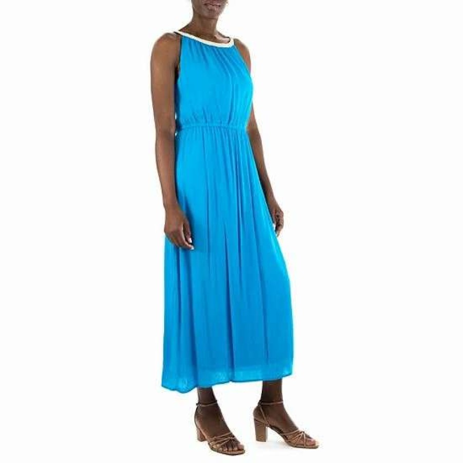 Womens * | Women'S Nina Leonard Rope-Braid Halter-Neck Maxi Dress